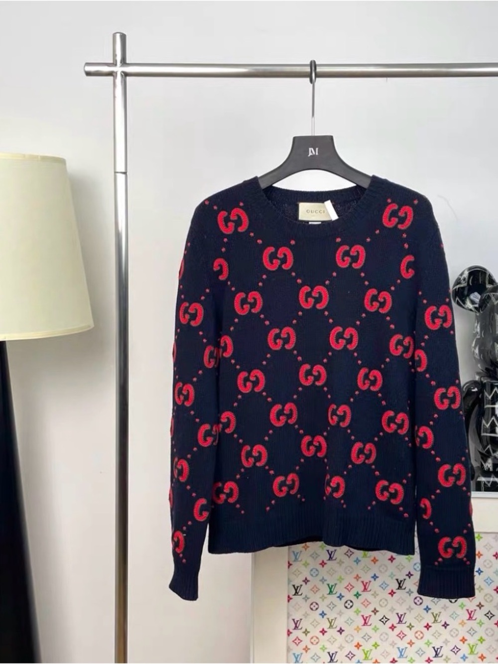 Authentic Gucci Crewneck Sweater with Red GG Motif